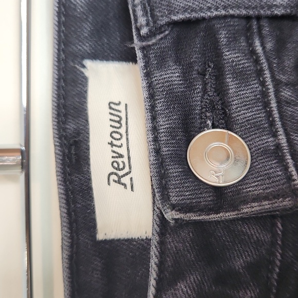 Revtown High Rise Stretch Decade Denim Jeans 28 Ankle Black Dark Wash - Picture 3 of 6